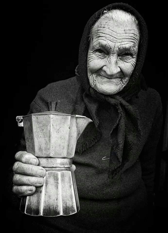 Grandma from Calabria with Italian Moka pot 