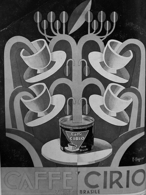 Caffè Cirio advert designed by Fortunato Depero in Domus 97 1936. Crosett Library/flickr